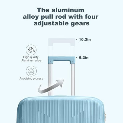 Nazhura Luggage Set, 3-Piece Hardside Suitcase Set, 20-inch Carry On, 24-inch, 28-inch Luggage - color: Blue