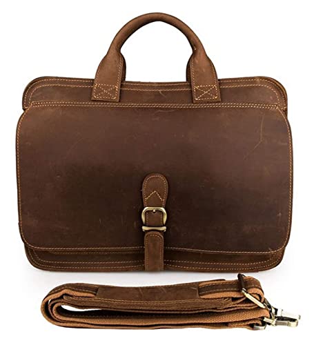 Laptop Briefcase Large Capacity, Dual Compartment Expandable 15.6" Portfolio for Business - color: Brown
