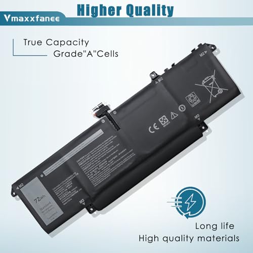 72Wh P83V9 Laptop Battery Replacement for Dell Precision 5480 5490 5470 Series Notebook YXP8T 0CDTT2 CDTT2 Black 15.4V 4442mAh - size: 10.62*3.37*0.26 inch P83V9