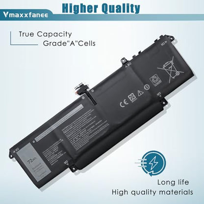 72Wh P83V9 Laptop Battery Replacement for Dell Precision 5480 5490 5470 Series Notebook YXP8T 0CDTT2 CDTT2 Black 15.4V 4442mAh - size: 10.62*3.37*0.26 inch P83V9