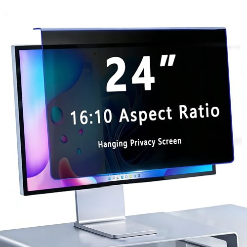 Hanging Privacy Screen Filter for 24" 16:10 Widescreen Computer Monitor, Anti-Peep & Blue Light Blocking, ±30° Privacy Shield, Eye Protection for Office & Data Security (24"16:10 (540×340mm)) - size: 24"16:10 (540×340mm)