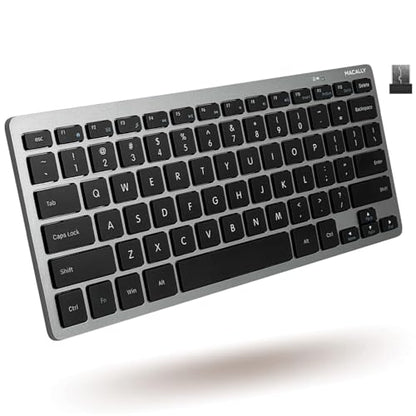 Macally Small Wireless Keyboard | Mini Keyboard for PC - Slim, Quiet & Portable for Laptop, Desktop PC, Surface, Chromebook - Space Gray - color: Space Gray