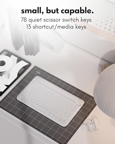Macally Bluetooth Keyboard for Tablet | Wireless Keyboard for iPad mini/Air/Mini, iPhone (Multi-Device, Built-in Stand, Rechargeable) Easy to Use and Cute Portable - White - color: White