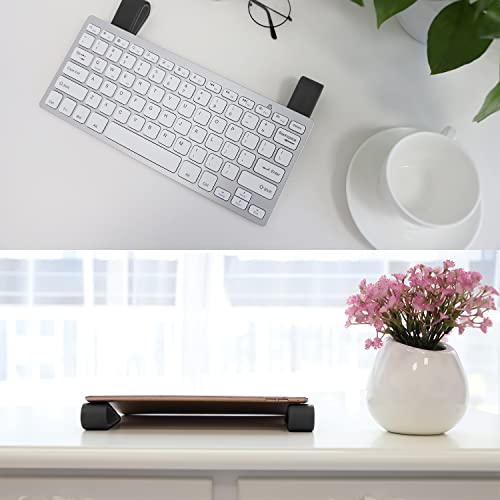 MoKo Laptop/Computer Keyboard Stands, [4 Pack] Tilting Wedge Riser, Black | Anti-Slip Silicone, Stable Kickstand, Ventilated, Portable Elevation Feet for Notebook Keyboard - color: Black