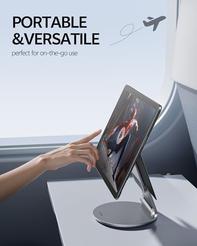 LULULOOK Stand for Surface Pro/Go - Aluminum Alloy 360° Swivel Base, Foldable Tablet Holder/Riser for Microsoft Surface Pro 7/8/9/10/11 & Go 2/3/4 | Portable Office Desk Accessories, Gray