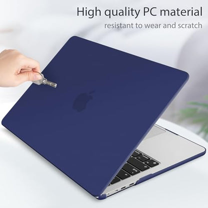 Case for MacBook Air 15 Inch 2026-2023 Release M5 A3448 M4 A3241 M3 A3114 M2 A2941, Hard Shell with Screen Protector & Keyboard Cover, Compatible with Touch ID, Matte Navy Blue - color: Matte Navy Blue