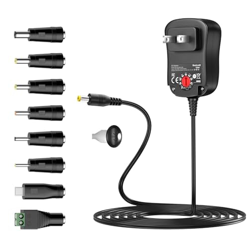 3V-12V Universal AC Adapter Multi-Volts 4.5V 5V 7.5V1.5A DC Adapter Charger | Basicvolt DC 3V 4.5V 5V 6V 7.5V 9V 12V 1.5A 1A Power Supply, for LED Strip Light CCTV Camera Speaker Router, with 8 DC Tips - size: 18W 3-12V