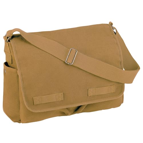 Rothco Classic Canvas Messenger Bag | Durable Canvas Shoulder Bag, Crossbody Designed For EDC, Travel, Commuting, Organized Storage And Dependable Carry - color: Coyote Brown