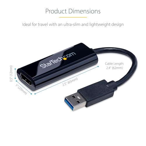 StarTech USB-A 3.0 to HDMI Converter, 1080p60, Windows Driver Required, TAA | USB 5Gbps, Single monitor, 2ch audio, Full HD, Windows X86/X64/ARM only, No macOS ChromeOS or Linux