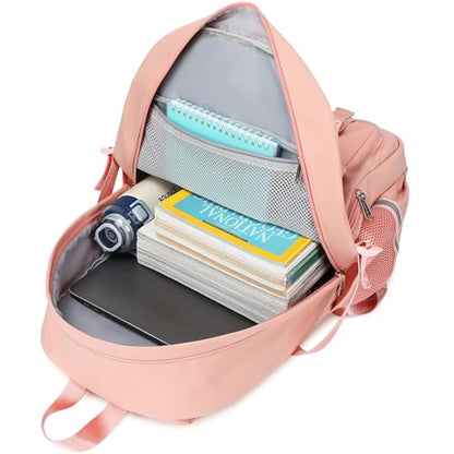 abshoo School Backpack for Girls Bookbag with Lunch Bag Teen Girls School Bag Travel Daypack (Peach Pink) - color: Peach Pink