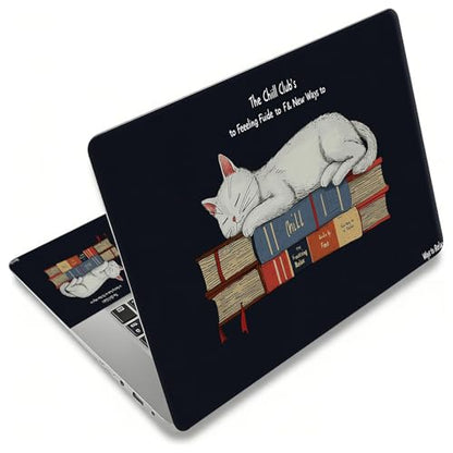 Laptop Skin Sticker for 12.1”-15.6“ Laptops (Fits 13”, 13.3”, 14”, 15”, 15.4”) | Protective Universal Reusable Vinyl Art Decal Cover | Waterproof & Scratch-Resistant-White Cat Relax Chill Clubs - color: White Cat Relax Chill Clubs