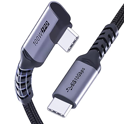 USB C to USB C Cable 3.1 Gen 2 Right Angle, 3.3ft 2 Packs | 100W, PD Fast Charging, SuperSpeed 10 Gbps, 90 Degree 4K Monitor Video Output, Compatible for iPhone 15Pro/15ProMax - size: 100w - 3ft, 3ft