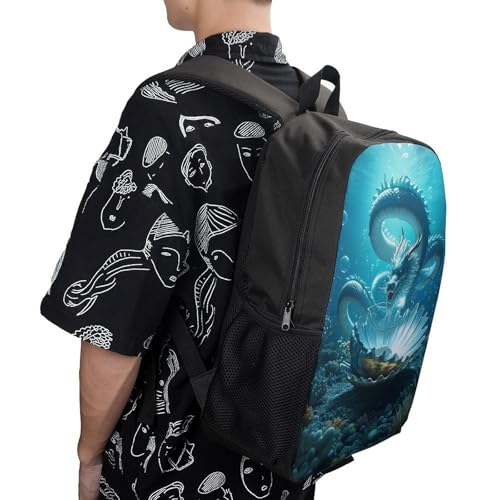 17-Inch Laptop Backpack Water-Resistant The Dragon King Daypack with Shoulder Strap Lightweight Casual Rucksack for Travel Commuter Hiking Outdoor Activities 20l Black