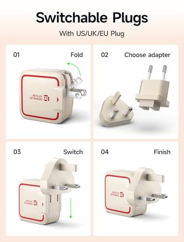 JSAUX 65W USB C Charger for Nintendo Switch 2, Powers in TV Mode, with EU/UK Plug & 6.6FT Cable, GaN PD Fast Charge for ROG Xbox Ally, Steam Deck, ROG Ally, iPhone 17, Galaxy, iPad, MacBook -Off White - color: Off-White