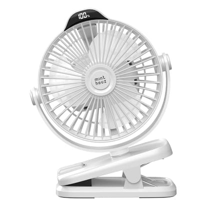 Minthouz 8000mAh Rechargeable Small Clip Fan with Battery Level Indicator | 8000mAh Battery Powered Fan with Remote, 720° Rotation Low Noise USB C Desk Fan for Outdoor Home/Office/Camping/Travel - color: White