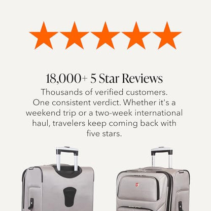 SWISSGEAR Sion Softside Expandable Spinner Luggage Durable Lightweight Travel Suitcase, Pewter, Checked-Medium - color: Pewter, size: Checked-Medium