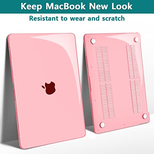 Teryeefi for M5 M4 M3 M2 MacBook Air 13.6 Inch Case 2022 2023 2024 2025 2026 Model: A3449 A3240 A2681 A3113, Hard Shell Cover with Keyboard Cover & USB 3.0 Adapter, Crystal Pink - color: Crystal Pink