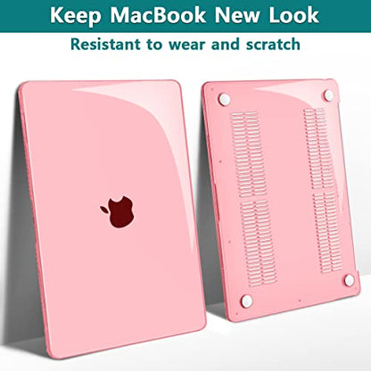 Teryeefi for M5 M4 M3 M2 MacBook Air 13.6 Inch Case 2022 2023 2024 2025 2026 Model: A3449 A3240 A2681 A3113, Hard Shell Cover with Keyboard Cover & USB 3.0 Adapter, Crystal Pink - color: Crystal Pink