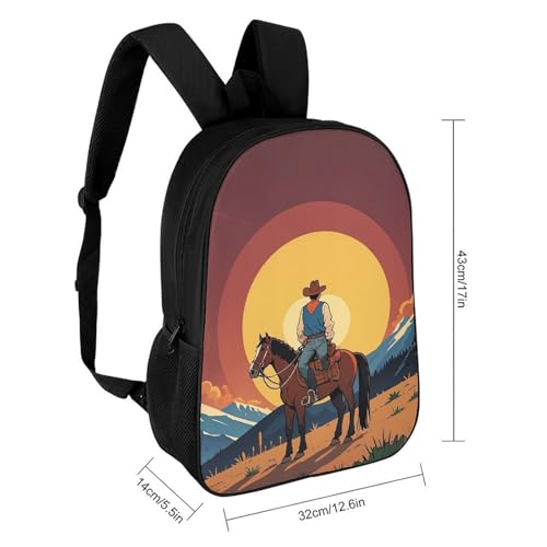 West Cowboy Business Laptop Backpack for Women Men 17 Inch Carry on Backpack Waterproof Black Bookbag Fashion Lightweight Backpacks for Travel Hiking Camping Casual Daypack Backpacks