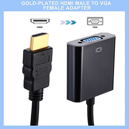 Yunsailing Digital Av to Vga Adapter Converter Bulk Gold Plated Black Video Cable Adapter Compatible with Raspberry Pi Computer Desktop Laptop Monitor HDTV Projector(10 Pack)