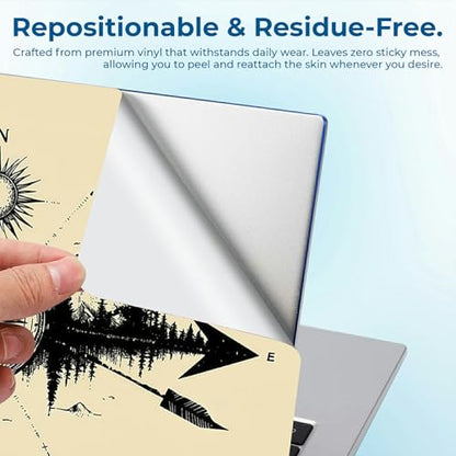 Reusable Universal Laptop Skin Sticker, Cut to Fit for 11.6–15.6 Inch Laptops, Waterproof Protective Film, No-Residue - Mountain Compass Reflection - color: Mountain Compass Reflection