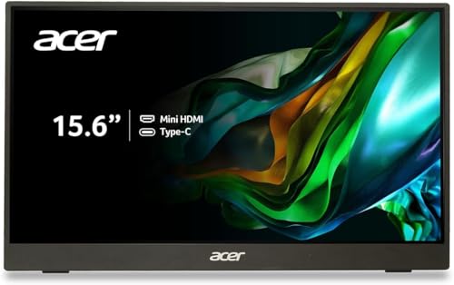acer PM161Q Bbmiuux 15.6" Full HD 1920 x 1080 IPS Business Slim Portable Monitor | AMD FreeSync | External Monitor for Laptop PC Mac I Two 1W Speakers | 2 - USB 3.1 Type-C Ports & 1 - Mini HDMI - size: 15.6-inch 2x USB-C