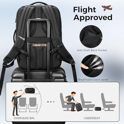 Swissdigital Design Travel Laptop Backpack 43l with USB Charging Port,TSA Friendly Flight Approved Carry-on Luggage Hand,Business Backpack,Large Weekender Bag Fits 17 Inch Laptop Black | SD1748-01 - color: Black