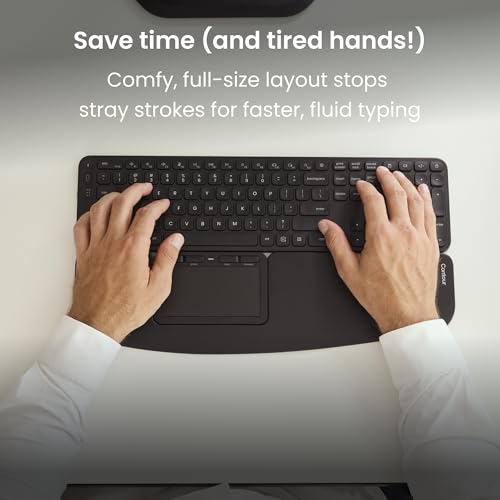Contour Balance Keyboard: Full-Size Wireless Keyboard with USB Receiver, US Layout, Numeric Keypad, 18 Programmable Keys, AI Key, Home & Office, Windows Layout