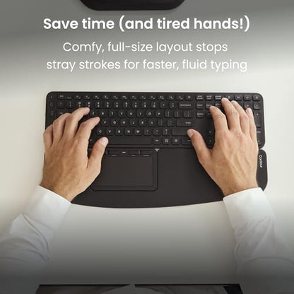Contour Balance Keyboard: Full-Size Wireless Keyboard with USB Receiver, US Layout, Numeric Keypad, 18 Programmable Keys, AI Key, Home & Office, Windows Layout