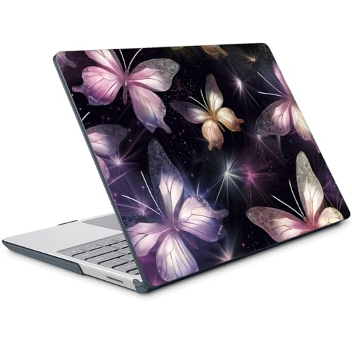 Mektron 2023 Microsoft Surface Laptop GO 3 Case 12.4" Compatible with Go 2/1 Laptop Cover 2022-2020 Releases Model 1943/2013 Plastic Hard Shell Case with Screen Protector, Glittering Butterfly - color: Glittering Butterfly