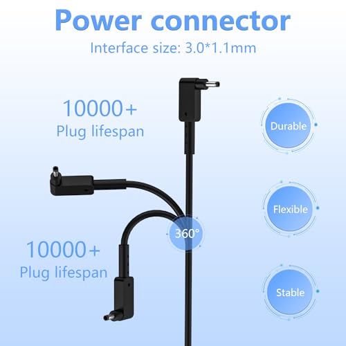 45W Laptop Charger for Acer Aspire 1 3 5 N20C5 N23C3 N23H1 ADP-45FE F PA-1450-26 A515-44 A515-45 A515-46 A515-45-R74Z A515-46-R3UB A515-54 A515-56 A315-24P-R7VH 19V 2.37A 3.0*1.1mm Adapter Power Cord