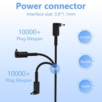 45W Laptop Charger for Acer Aspire 1 3 5 N20C5 N23C3 N23H1 ADP-45FE F PA-1450-26 A515-44 A515-45 A515-46 A515-45-R74Z A515-46-R3UB A515-54 A515-56 A315-24P-R7VH 19V 2.37A 3.0*1.1mm Adapter Power Cord