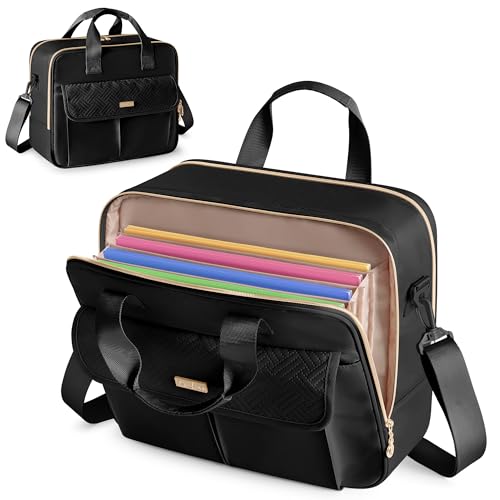 Teacher Bag with Accordion File Organizer, Briefcase for Women - color: Black