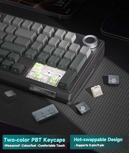 SOLAKAKA KI99 Pro 96% Wireless Mechanical Keyboard, RGB Gaming Keyboard, Hot-Swappable Pre-Lubed Switches, Gasket Structure Creamy Keyboards (Gradient-Black, Non-Silent Version) - color: Gradient-black, size: Non-Silent Version