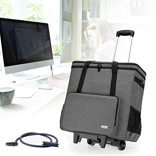Rolling PC Carrying Case, Double Layers Desktop Tower Bag, Gray | Wheeled Computer Desktop Tower Case with Shoulder Straps Fit ATX/M-ATX Motherboards, Keyboard, Mouse, Cables & Earphones - color: Gray