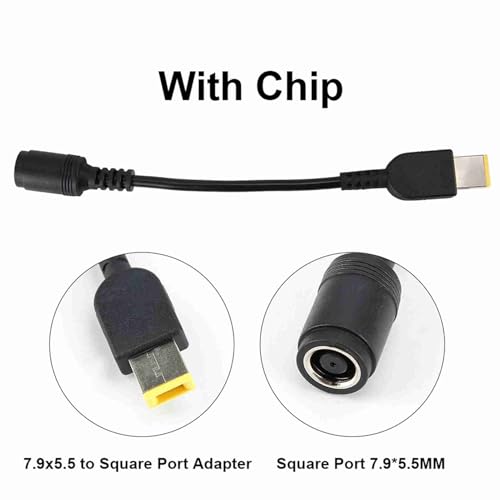 YUYTE Laptop Power Adapter, DC Plug 7.9x5.5 to Square Port with Pin, for Ultrabook Conversion Line