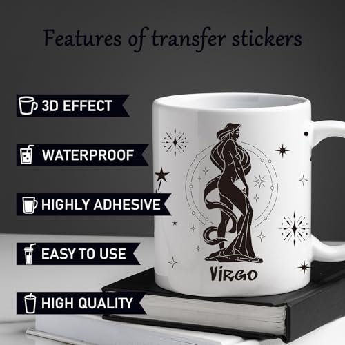 Rngmsi Constellation UV DTF Cup Wraps - 12 Sheets Twelve Zodiac Signs Uvdtf Decals for 16 oz Glass Cups, Black Astrology UV Transfer Stickers, Waterproof Rub on Transfer for Water Bottle DIY Crafts - style: Twelve Zodiac Signs