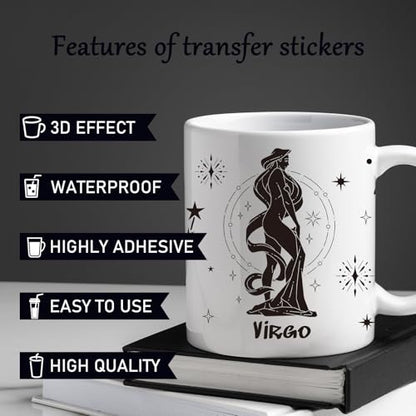 Rngmsi Constellation UV DTF Cup Wraps - 12 Sheets Twelve Zodiac Signs Uvdtf Decals for 16 oz Glass Cups, Black Astrology UV Transfer Stickers, Waterproof Rub on Transfer for Water Bottle DIY Crafts - style: Twelve Zodiac Signs