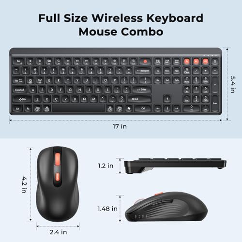 MEETION Bluetooth Keyboard and Mouse Combo, Silent Multi-Device, Black | Full-size keyboard with 2.4G & dual Bluetooth connection, 4-level DPI wireless mouse, compatible with Windows and Mac OS - color: Matte Black