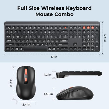 MEETION Bluetooth Keyboard and Mouse Combo, Silent Multi-Device, Black | Full-size keyboard with 2.4G & dual Bluetooth connection, 4-level DPI wireless mouse, compatible with Windows and Mac OS - color: Matte Black