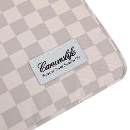 Canvaslife Neutral Checker Pattern 13 inch Canvas Laptop Sleeve with Pocket 13 inch 13.3 inch Laptop 13 case13 Sleeve - color: Neutral Checker, size: 13 inch/13.3 inch