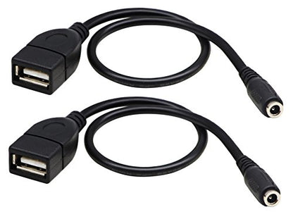 USB 2.0 AFemale to DC 3.5x1.35mm Female Adapter Cable 5 Volt DC Barrel Power Jack Charging Cable for Tablet, Electronic Dog, Access Control Attendance (28CM/11inch F/F, DC 3.5x1.35mm-2packs) - color: 28CM F/F, DC 3.5x1.35mm-