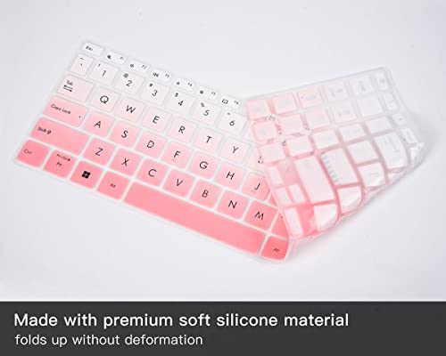 2PCS Keyboard Cover for ASUS Vivobook Go 15.6" E1504FA, VivoBook 16X OLED F1605VA F1603 M1603 X1603 M1605, VivoBook Pro 16X OLED K3605 K6602 TN3604, VivoBook Pro 15X K6501 M6501 K3502 M3502 M1503 - color: Gradual Pink+Clear