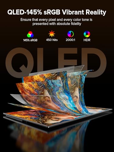 UPERFECT QLED 24" 144Hz Portable Monitor 1080P 145% sRGB 450Nits w/Stand & VESA, HDMI USB-C FHD Travel Monitor for Laptop/Gaming Devices/Phone/Mini PC, External Second Screen for Gaming & Work - size: 24"