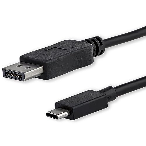 StarTech.com 6ft/1.8m USB C to DisplayPort 1.2 Cable 4K 60Hz - USB-C to DP Adapter HBR2 - USB Type-C DP Alt Mode to DP Monitor Video Cable (CDP2DPMM6B) - Limited stock, see similar item CDP2DP2MBD | Male-to-male DP Alt Mode cable, DP monitor output, Reduc