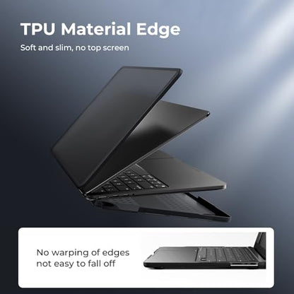 BlueSwan Anti-Cracking Hard Shell Case Compatible with MacBook Pro 14-inch M5 2026 2025-2021 Release M4 M3 M2 M1 Pro/Max Chip, Anti-Fingerprint Soft TPU Bumper, Frosted Black - color: Frosted Black