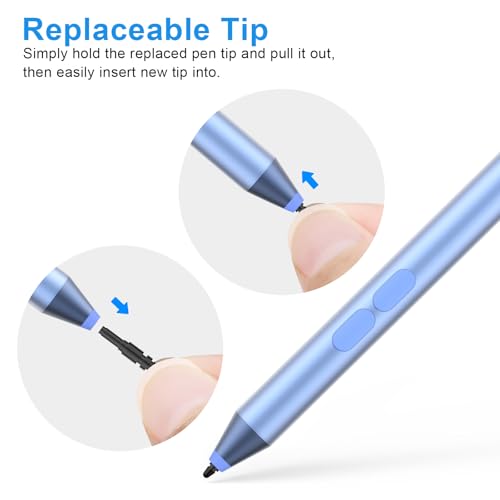 Active Pen for Dell 2-in-1 Touchscreen Laptop, MPP Stylus, Palm Rejection | 1024 Pressure Level, Palm Rejection, Dual Shortcut Buttons, 2500-Hour Battery for Inspiron 5379/7586, Latitude 3190/3390/7230 - color: Blue