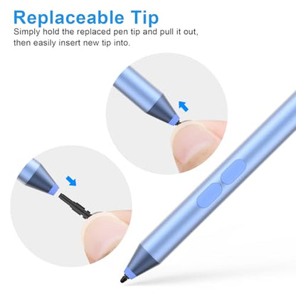 Active Pen for Dell 2-in-1 Touchscreen Laptop, MPP Stylus, Palm Rejection | 1024 Pressure Level, Palm Rejection, Dual Shortcut Buttons, 2500-Hour Battery for Inspiron 5379/7586, Latitude 3190/3390/7230 - color: Blue