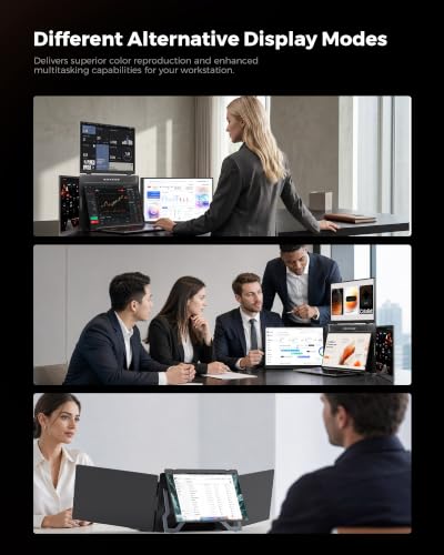 Ladomi Triple Screen Laptop Monitor Extender, 14" Laptop Screen Extender | FHD 1200P, One Cable Connection, Driver Needed, 400% Boost Efficiency, Fit for 12"-16.5" Laptop, Plug&Play Fit for Wins, Mac - size: 14-inch