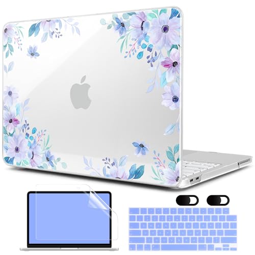 MEEgoodo 4-in-1 Printed Case for MacBook Neo 13 inch 2026 Release Model A3404, Laptop Hard Shell Cases with Keyboard Skin & Screen Protector & Webcam Covers, Soft Purple Floral - color: Soft Purple Floral